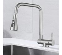 XJTNLB Mitigeur Evier Cuisine Sous Fenetre Brossé Robinet Cuisine Rabattable Robinet Rotatif pour Produire de L'Eau Chaude et Froide Robinet Cuisine Inclinable 180° Sous Fenêtre-Trois Modes