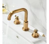 XJTNLB Mitigeur Lavabo 3 Trous Robinet Mélangeur Retro Salle de Bain Antique Pivotant à 360° Robinet Lave Main Eau Chaude et Froide-Un