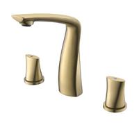 XJTNLB Mitigeur Lavabo Moderne Robinet 3 Trous Lavabo Salle de Bain Or Brossé à Double Poignée Robinet Lave Main Eau Chaude et Froide