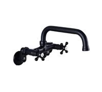 XJTNLB Mitigeur Mural Salle de Bain Robinet Lavabo Double Poignée, Robinet Cuisine Mural Entraxe 180 Mitigeur de Lavabo Retro Noir