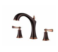 XJTNLB Robinet 3 Trous Lavabo Salle de Bain Mitigeur Retro Bronze+Or Rose Double Poignée Contrôle Robinet Lave Main Eau Chaude et Froide