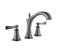 XJTNLB Robinet 3 Trous Lavabo Salle de Bain Mitigeur Retro Gris Double Poignée Contrôle Robinet Lave Main Eau Chaude et Froide