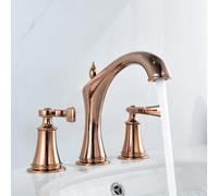 XJTNLB Robinet 3 Trous Lavabo Salle de Bain Mitigeur Vintage Salle de Bain Or Rose Robinet Lave Main Eau Chaude et Froide