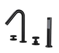 XJTNLB Robinet Baignoire 4 Trous Noir Mitigeur Monocommande Bain Douche Rotatif à 360° Robinet Salle Bain Baignoire avec Douchette Poignée Unique