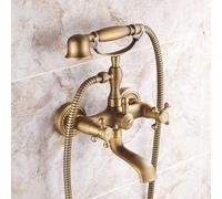 XJTNLB Robinet Baignoire Antique Mitigeur Bain Douche Mural Mélangeur de Baignoire à Levier Double Bec Pivotant-Un