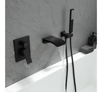 XJTNLB Robinet Baignoire Cascade Noir Mitigeur Douche Encastré 2 Sorties Robinet Salle Bain Baignoire avec Douchette