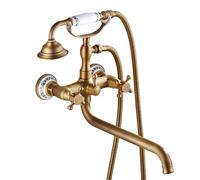 XJTNLB Robinet Baignoire Vintage Mitigeur Bain Douche Mural Retro Entraxe 150MMRobinet Antique Bec Pivotant-D