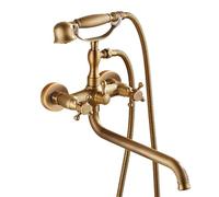 XJTNLB Robinet Baignoire Vintage Mitigeur Bain Douche Mural Retro Entraxe 150MMRobinet Antique Bec Pivotant-B