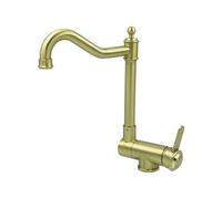 XJTNLB Robinet Cuisine Doré Brossé Rabattable Mitigeur Cuisine Retro Rabattable Robinet D'Évier Fenêtre Avant en Acier Inox 304