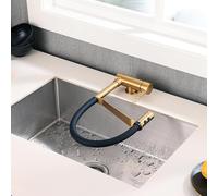 XJTNLB Robinet Cuisine Inclinable avec Douchette Or Brossé Mitigeur Evier Sous Fenetre Mitigeur Evier Flexible Douchette Robinetterie Cuisine Pliable