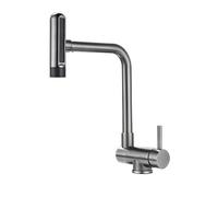 XJTNLB Robinet Cuisine Rabattable Gris Robinetterie de Cuisine Fenetre 3 Modes Robinet D'Évier Pliable à Levier Unique Mitigeur Evier Sous Fenetre