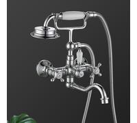 XJTNLB Robinet de Baignoire Mural Robinet Douche Chromé Double Levier Mitigeur Bain Douche Mural Retro Doré Brossé Entraxe 150MMBec Rabattable