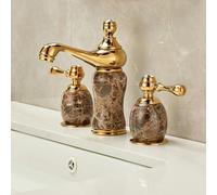 XJTNLB Robinet Lavabo Salle de Bain 3 Trous Retro Mitigeur Retro Laiton Robinet Lave Main Or Eau Chaude et Froide-A