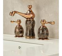 XJTNLB Robinet Lavabo Salle de Bain 3 Trous Retro Mitigeur Retro Laiton Robinet Lave Main Rose Or Eau Chaude et Froide-A