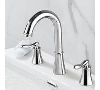 XJTNLB Robinet Lavabo Salle de Bain 3 Trous Retro Robinet Rotatif Universel à 360 Degrés Mitigeur Lavabo Chromé Eau Chaude et Froide