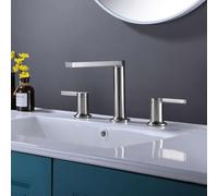 XJTNLB Robinet Lavabo Salle de Bain Moderne Mitigeur 3 Trous Brossé Robinet Lave Main Eau Chaude et Froide à Double Poignée