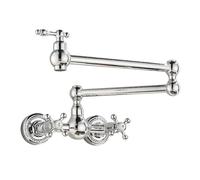 XJTNLB Robinet Mural à Deux Poignées pour Cuisine Robinet Rétro Mélangeur 2 Trous Lavabo Chromé Mitigeur Retro Salle de Bain