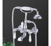 XJTNLB Robinet Mural Baignoire Retro Mitigeur Bain Douche Mural Retro Chromé Entraxe 150MMMélangeur de Baignoire à Levier Double