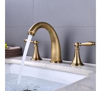 XJTNLB Robinet Retro Lavabo Mitigeur 3 Trous Antique Robinet Salle de Bain Deux Poignées et Trois Trous Lavabo Mitigeur Lave Main Eau Chaude et Froide