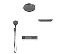 XJTNLB Système de Douche Thermostatique Commande Piano 31cm Pommeau de Douche Cascade Gris Pistolet Encastré avec Affichage Digital
