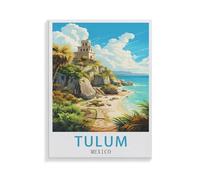 XJUfW Cadeaux et décorations de peinture，Tulum Mexico，Peinture par numéros adulte, Kit de bricolage pour adultes Peinture sur toile Avec peinture et pinceau, 20x30cm(AA-160