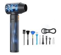 XJUGEZ Souffleur Air Comprimé, 180000 TR/Min Mini Souffleur Dépoussiéreur Électrique Vitesse du Vent de Niveau 4（21000mAh）avec 25W Tête de Chargement & Lampe de Poche pour Camping Éxtérieur-Noir