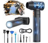 XJUGEZ Souffleur Air Comprimé, 180000 TR/Min Mini Souffleur Dépoussiéreur Électrique Vitesse du Vent de Niveau 4(21000mAh)avec 25W Tête de Chargement & Lampe de Poche pour Camping Éxtérieur-Noir