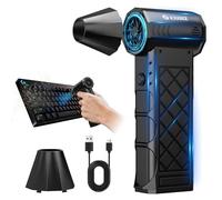 XJUGEZ Souffleur Air Comprimé avec Buse Amovible, Dépoussiéreur Electrique 130 000 tr/min, 4 Vitesses, Souffleur Electrique avec Affichage pour PC, Clavier, Voiture, Neige, Barbecue, Design Diamant