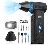 XJUGEZ Souffleur Air Comprimé avec Écran,Dépoussiéreur Electrique 130 000 tr/min avec Éclairage Auxiliaire LED et Lampe de Poche 3 Modes,Design Star,4 Vitesses pour Clavier,Voiture, Feuilles,Barbecue