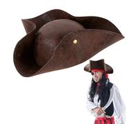 XJWZGM Chapeau de pirate à trois pointes - Costume de pirate - Chapeau de pirate - Chapeau de pirate Steampunk - Pour fête à thème pirate, Halloween, carnaval, cosplay, bal masqué