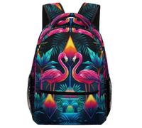 XKASKDFKE Sac A Dos Flamant rose artistique Pour Enfant Cartable Animal Sac D'ecole Ecole Scolaire Pour Garçons Filles Adolescents One Size