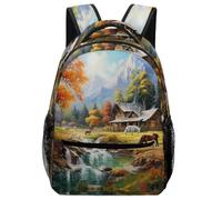 XKASKDFKE Sac À Dos Pour Garçon Refuge de montagne Cartables Enfants Beaux paysages Sac D'école Ecole Scolaire Filles Garçons One Size