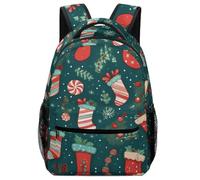 XKASKDFKE Sacs À Dos Chaussettes de Noël Cartables Enfants Célébration des fêtes Sac D'école Ecole De Livre Pour Des Garçons Filles Enfants One Size