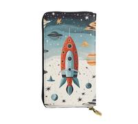XKBFKLKMC Cartoon Rockets Portefeuille long pour femme - Grande capacité en cuir PU avec fermeture éclair, porte-cartes et pièces de crédit pour tous les jours, voyages, travail, affaires, 3D, Taille