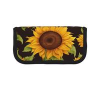 XKBFKLKMC Grande trousse à crayons noire avec imprimé tête de mort florale - Trousse élégante en toile pour le bureau, l'université, l'école, la papeterie pour filles et garçons, Magnifique tournesol