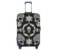 XKBFKLKMC Housse de protection pour valise, motif floral, tête de mort, housse de protection lavable, housse de protection élastique pour chariot de voyage de 45,7 à 81,3 cm, 3D, L, Organiseur de sac