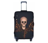 XKBFKLKMC Housse de protection pour valise, papier peint gothique, motif tête de mort, lavable, élastique, convient aux bagages de 45,7 à 81,3 cm, 3D, M, Organiseur de sac
