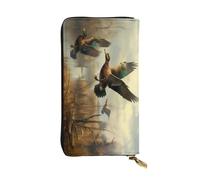 XKBFKLKMC Hunting Flying Wild Portefeuille long pour femme - Grande capacité en cuir synthétique avec fermeture éclair, porte-cartes et pièces de crédit pour tous les jours, voyages, travail, affaires