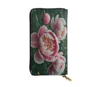 XKBFKLKMC Peony Portefeuille long pour femme - Grande capacité en cuir synthétique avec fermeture éclair, porte-cartes et pièces de crédit pour tous les jours, voyages, travail, affaires, 3D, Taille
