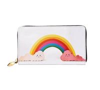 XKBFKLKMC Petit portefeuille long 3D arc-en-ciel pour femme - Grande capacité en cuir synthétique avec fermeture éclair, porte-cartes et pièces de crédit pour tous les jours, voyages, travail