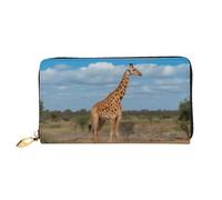 XKBFKLKMC Portefeuille long en cuir synthétique avec fermeture éclair et porte-cartes 3D Girafe sous l'arbre en Afrique pour femme, grande capacité, pour tous les jours, les voyages, le travail, les