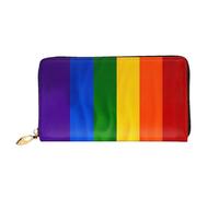 XKBFKLKMC Portefeuille long pour femme avec motif drapeau arc-en-ciel 3D - Grande capacité en cuir synthétique avec fermeture éclair, porte-cartes et pièces de crédit pour tous les jours, voyages