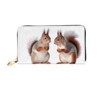 XKBFKLKMC Portefeuille long pour femme en cuir synthétique avec fermeture éclair et porte-cartes Motif écureuil mignon 3D Pour tous les jours, voyages, travail, affaires, 3D, Taille unique