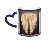 XKBFKLKMC Tasses à café en céramique avec ailes d'ange - 325 ml - Changement de couleur - Cadeau d'anniversaire - Motif 3D - Tasse à café et thé avec poignée en forme de cœur