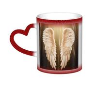 XKBFKLKMC Tasses à café en céramique avec ailes d'ange - 325 ml - Changement de couleur - Cadeau d'anniversaire - Motif 3D - Tasse à café et thé avec poignée en forme de cœur