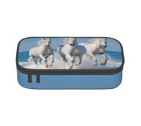 XKBFKLKMC Trousse à crayons avec impression 3D - Grande capacité - Avec compartiments - Pour l'école, la papeterie - Pour filles, garçons, étudiants, Chevaux au galop, Taille unique, Cartable