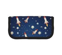 XKBFKLKMC Trousse à crayons de grande capacité avec impression planète spatiale - Trousse élégante en toile pour le bureau, l'université, l'école, la papeterie pour filles et garçons, Fusée dans