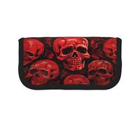 XKBFKLKMC Trousse à crayons de grande capacité avec impression planète spatiale - Trousse élégante en toile pour le bureau, l'université, l'école, la papeterie pour filles et garçons, Crânes rouges