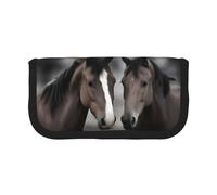 XKBFKLKMC Trousse à crayons de grande capacité avec imprimé araignée noire - Trousse élégante en toile pour le bureau, l'université, l'école, la papeterie pour filles et garçons, Mignon Deux Chevaux