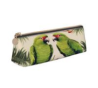 XKBFKLKMC Trousse à crayons en cuir avec fermeture éclair pour femme et homme - Motif cerises rouges, Couple Perroquets Olive, Taille unique, Cartable